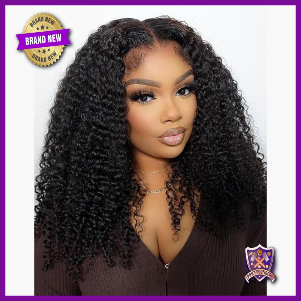 13x6 Lace Front Wig 100% Human Hair Kinky Curly 16 Inch Preplucked